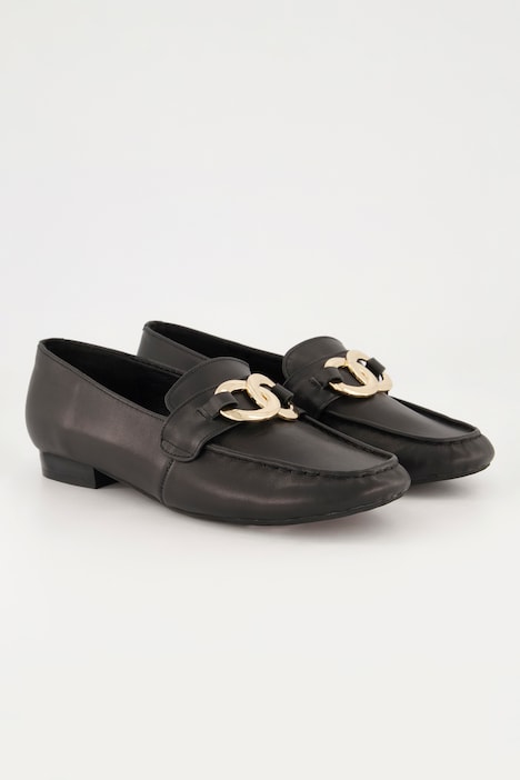 Leder-Loafer, Ringschnalle, Weite H