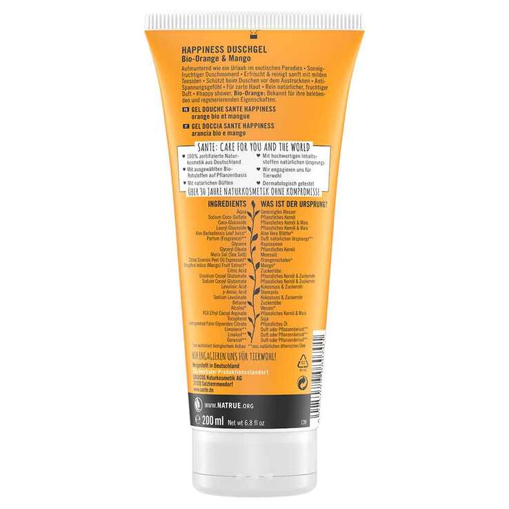 Sante Happiness Duschgel Bio-Orange & Mango, 200 ml