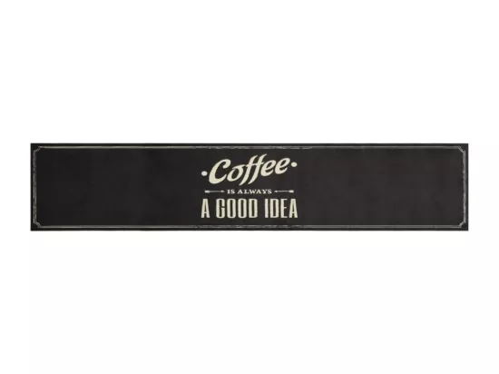 Tapis de cuisine lavable texte Coffee 60x300 cm velours
