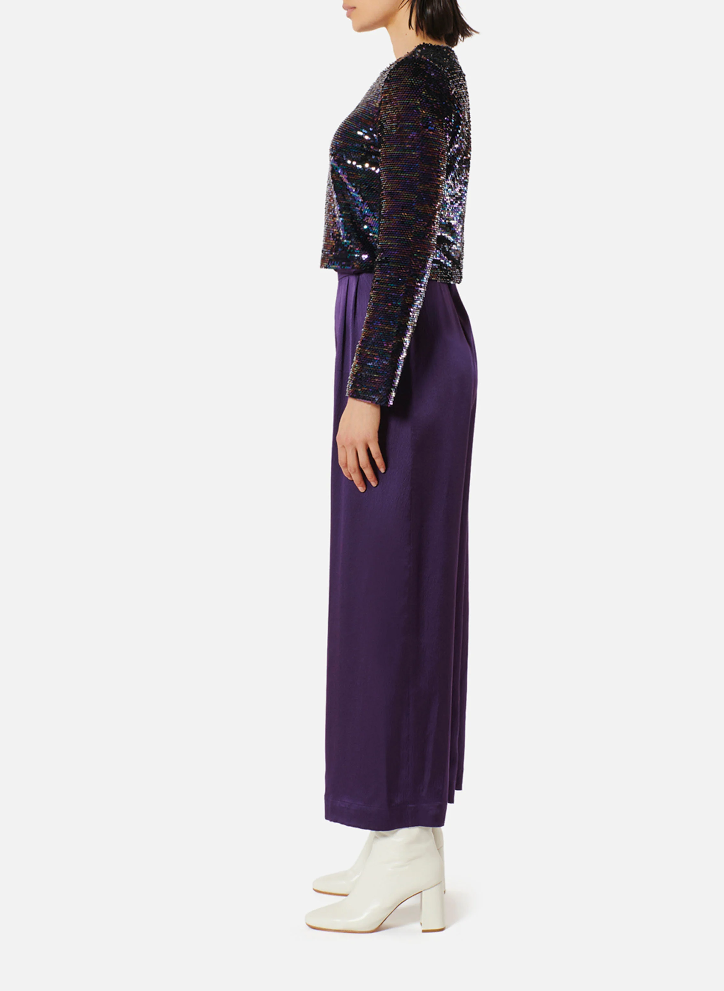 ABBA 2 - Top droit col rond à sequins | Multicolore