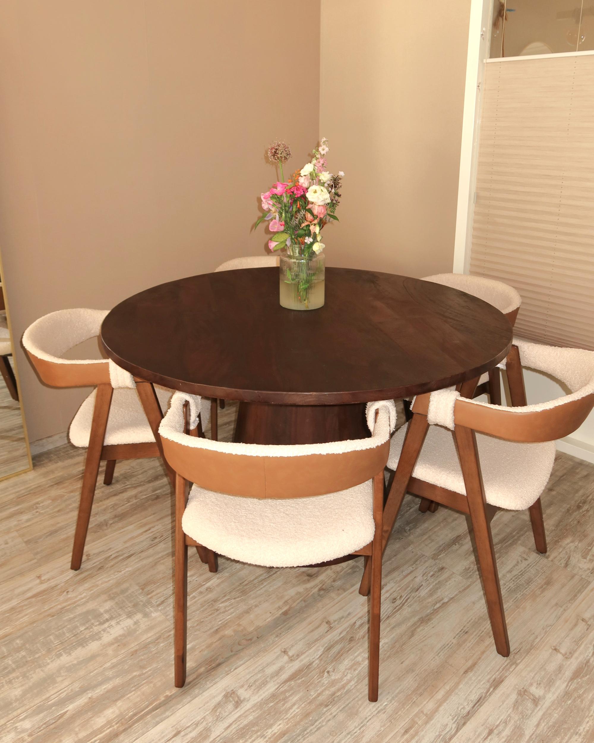 Set van 2 eetkamerstoelen DAY Bouclé Donkerbruin/beige