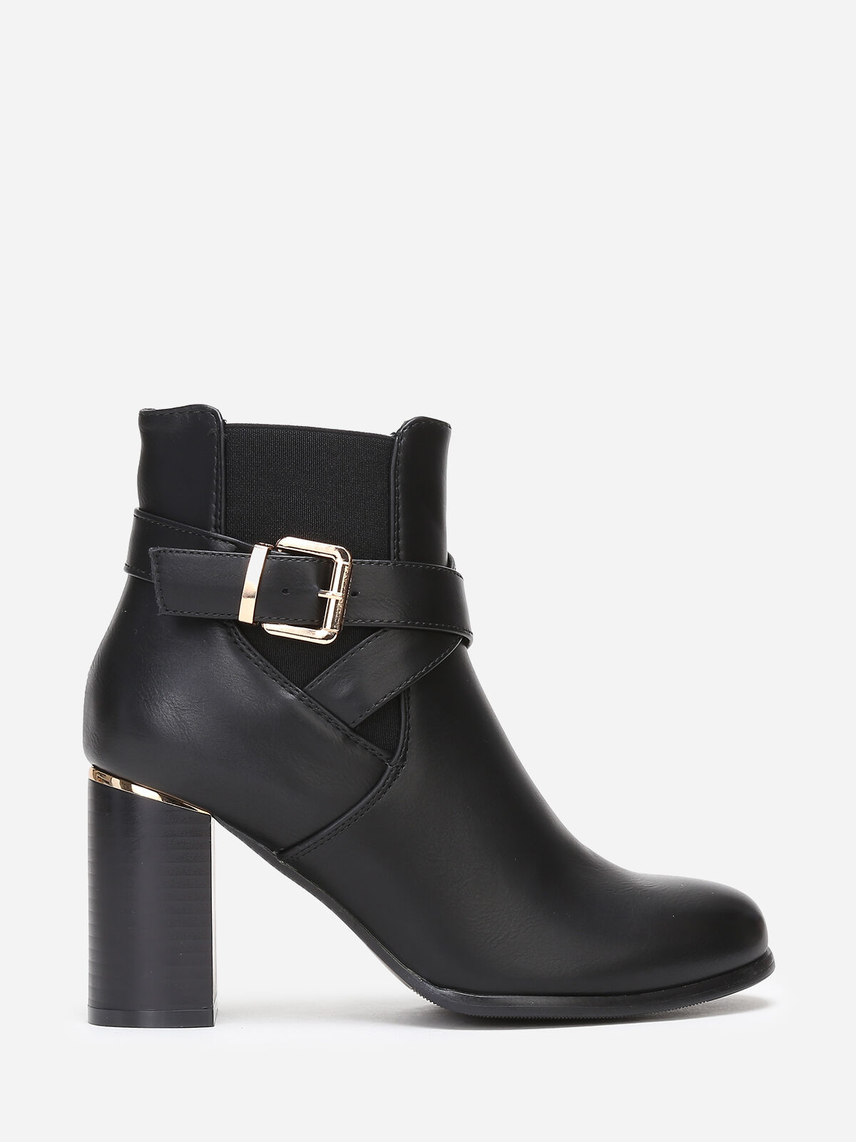 Bottines à bride croisée et boucle- Noir