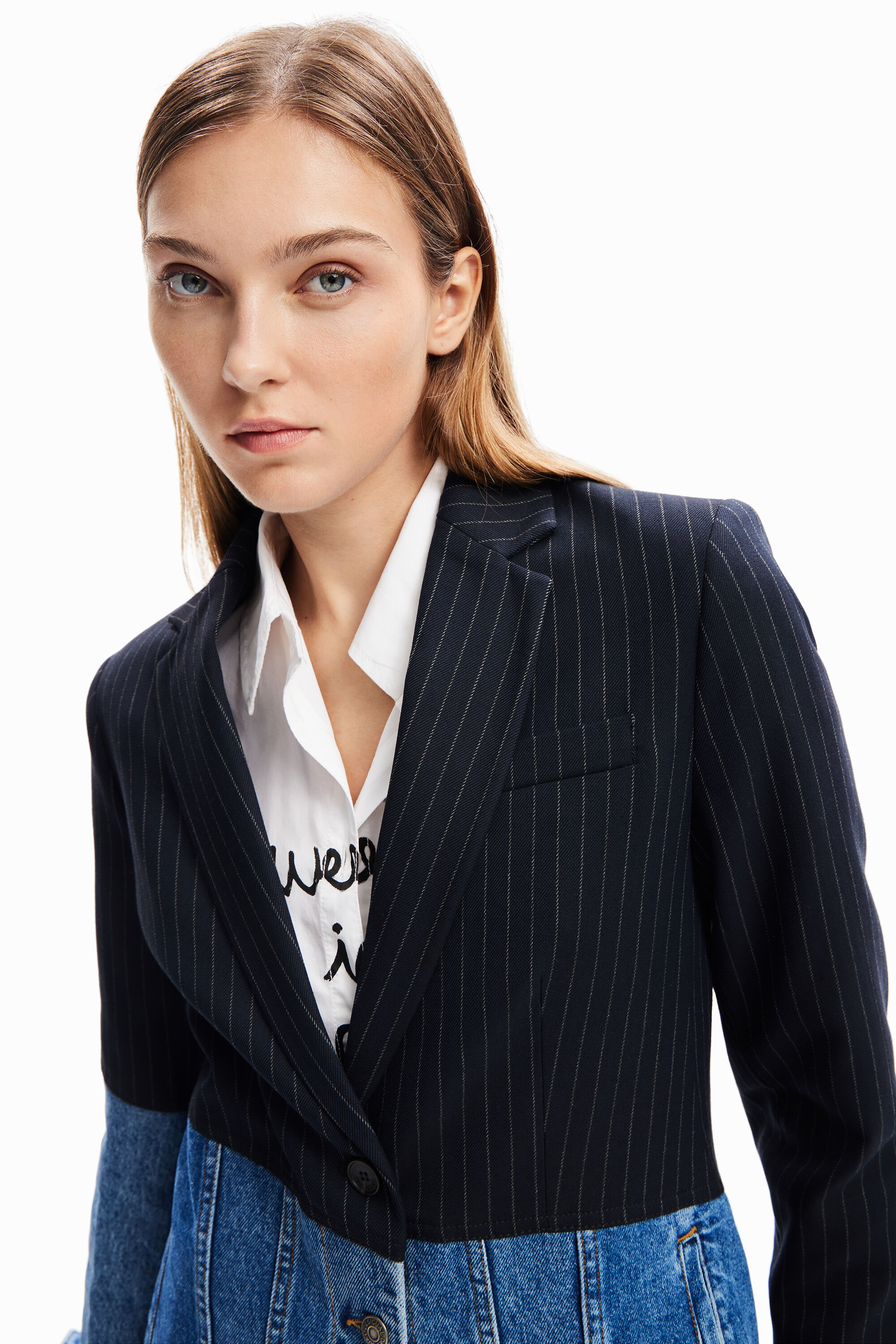 Blazer híbrido em denim