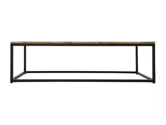 Table basse style industriel en Bois d' Acacia et Métal Noir 115 x 65 x H 32.5 cm