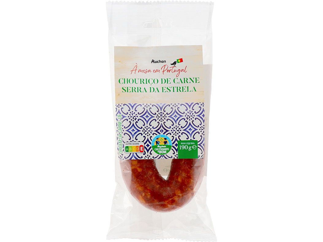 CHOURIÇO DE CARNE AUCHAN À MESA EM PORTUGAL CULTIVAMOS O BOM SERRA DA ESTRELA 190G