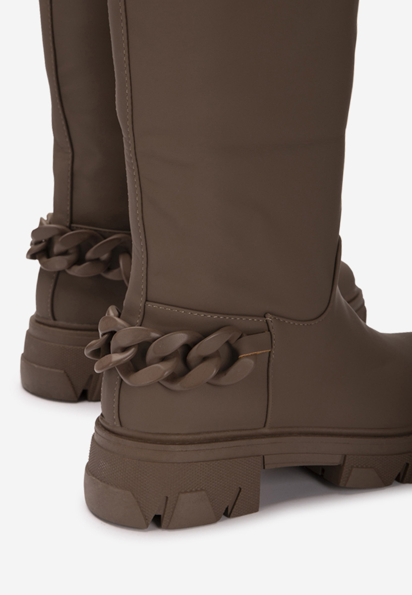 Bottes plates femme kaki Moniva