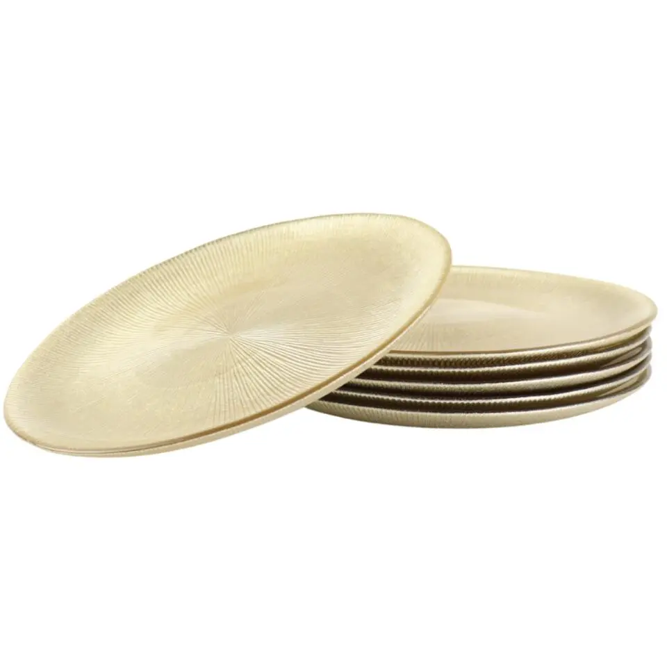 OTIX Ontbijtborden 6 Persoons Goud Glitter Dessertborden 21cm Glas