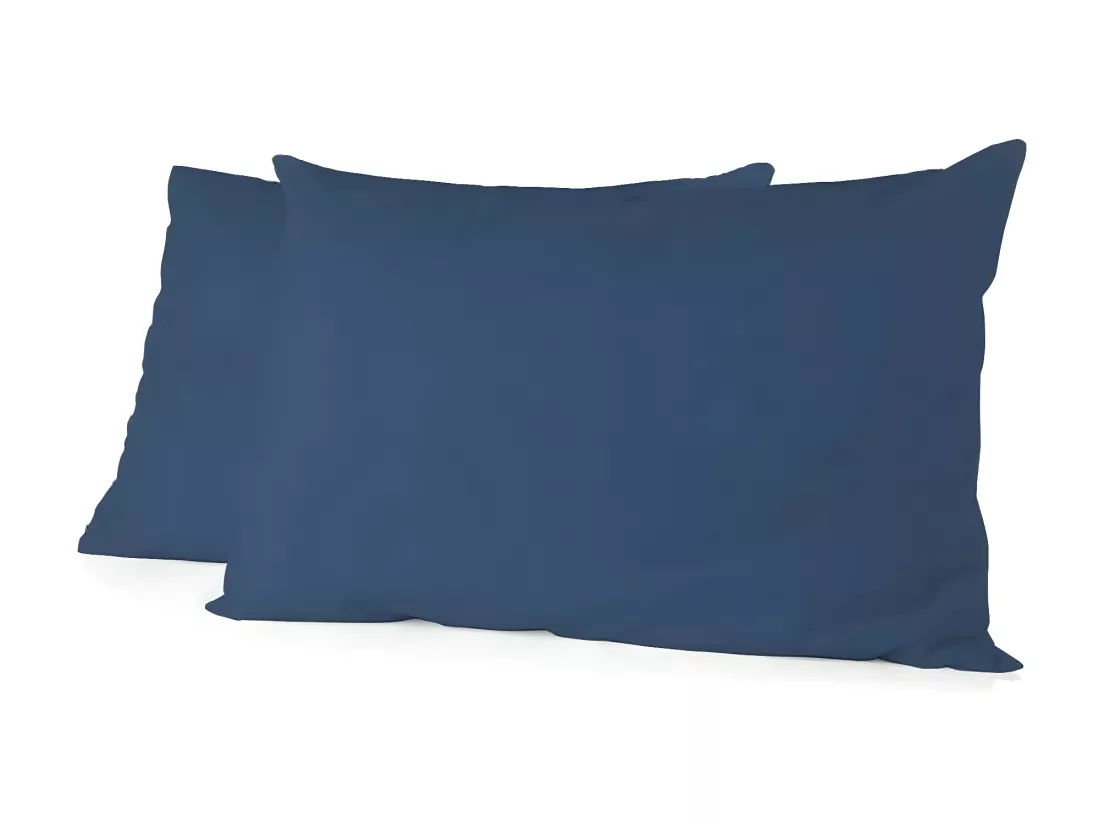 Lot de 2 taies de traversin - 85 x 185 cm - 100% coton - Bleu