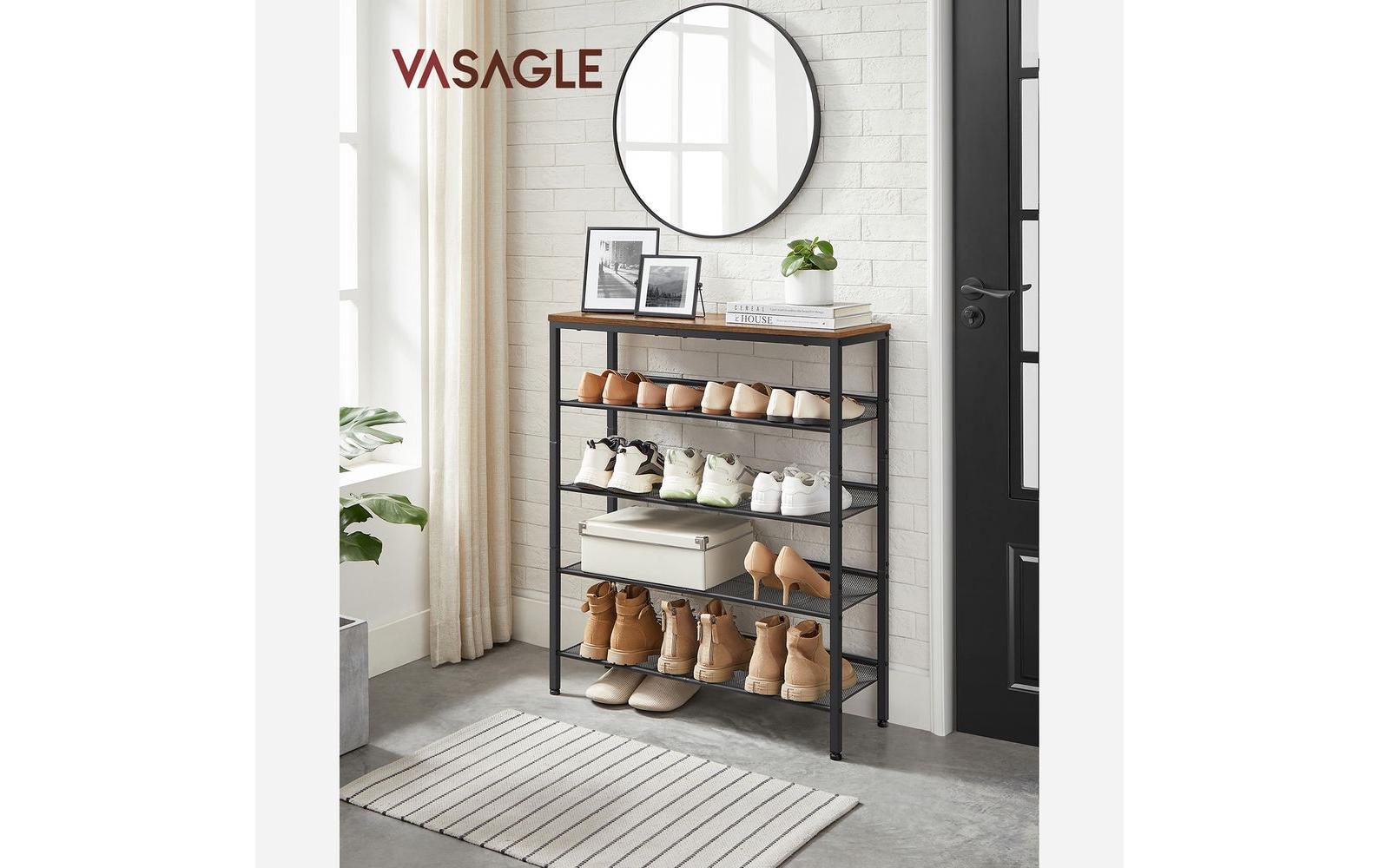 Schuhregal mit 5 Ablagen 75 x 93, Braun/SchwarzSchuhgestell