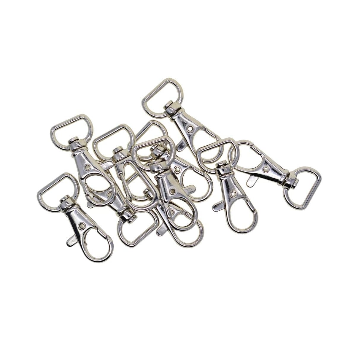 Roterbare halvrunde ringer med karabinkrok 10 stk Sølv 1.5 cm