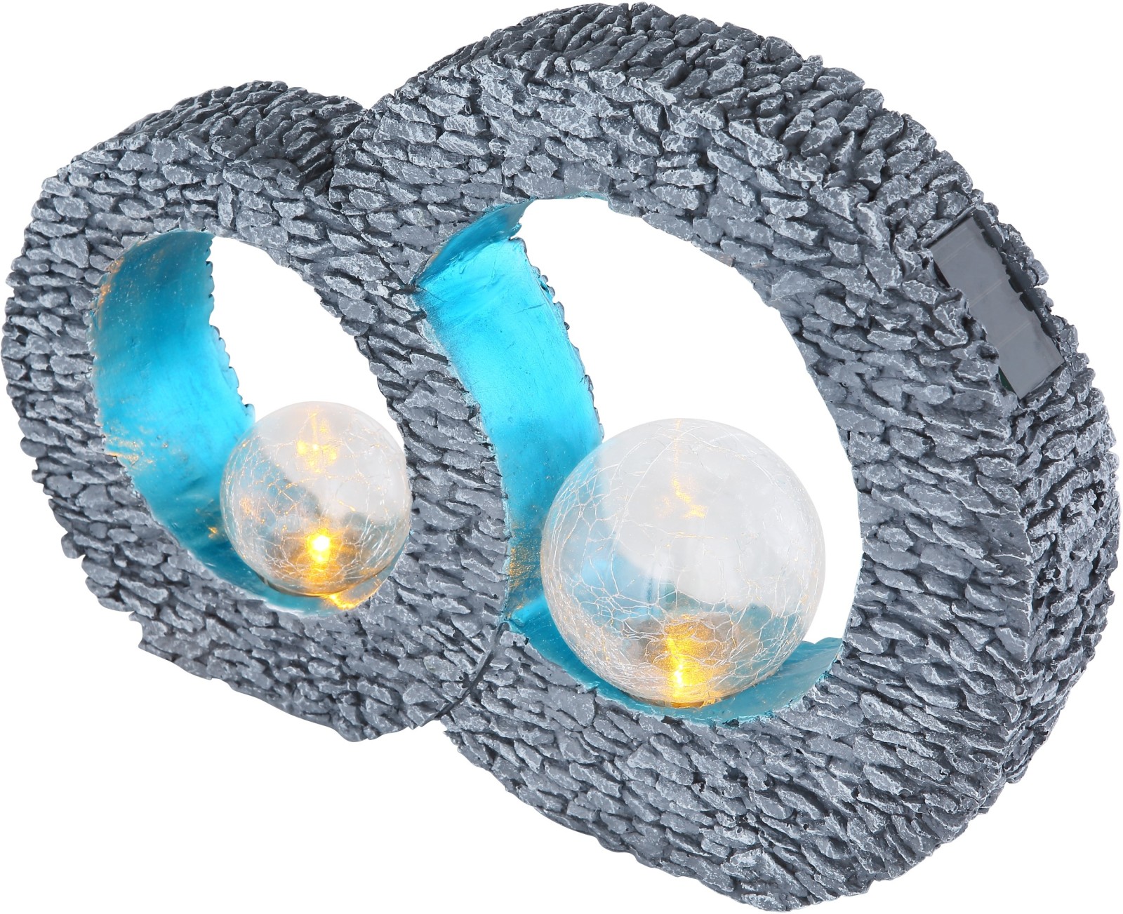 Solarleuchte - steingrau-blau - mit Feuereffekt