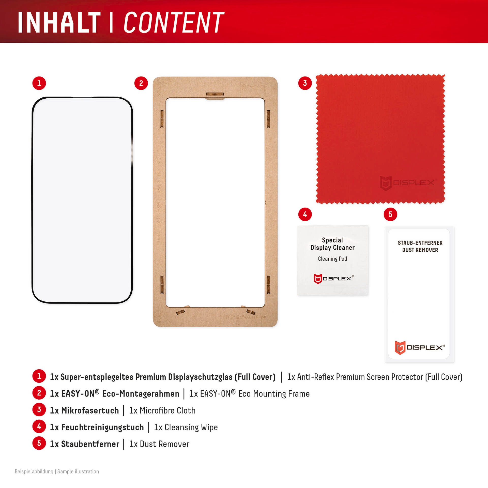 Displex Displayschutzglas »Premium Glass Screen Protector Full Cover« für Apple iPhone 17 Pro Max Displayschutzfolie, Schutzfolie, Bildschirmschutz, kratz- & stossfest