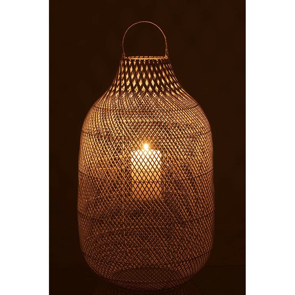 Lanterne cylindrique extra large rotin blanc