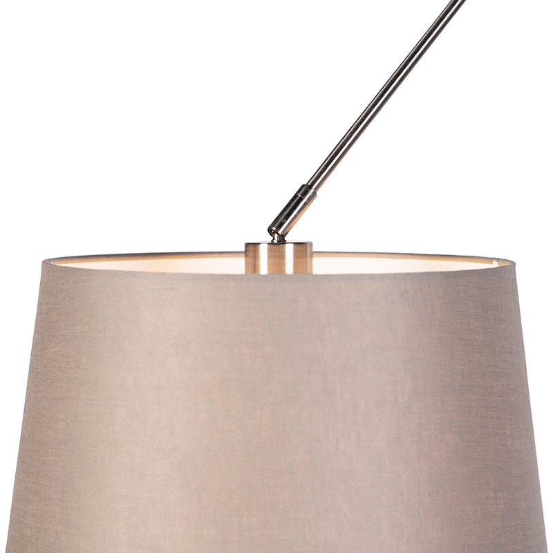 Hanglamp staal met linnen kappen taupe 35 cm 2-lichts  - Blitz