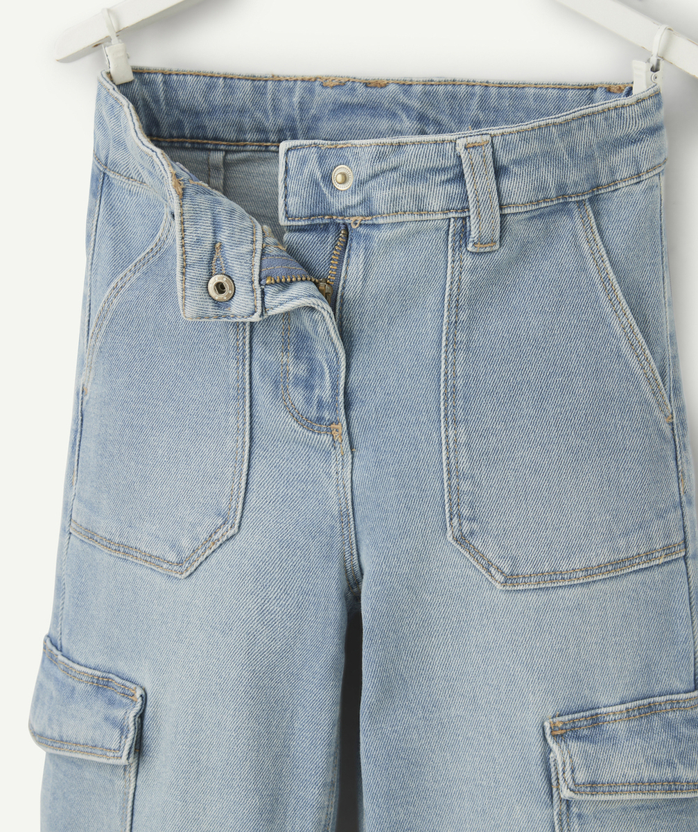 pantalon wideleg cargo fille en denim low impact
