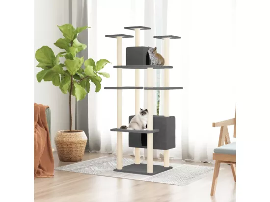 Arbre à chat avec griffoirs en sisal Gris foncé 162 cm