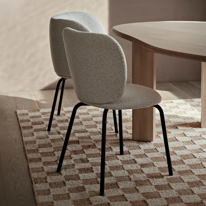 Ferm Living - Check Woll-Jute Teppich, 140 x 200 cm, coffee / natural