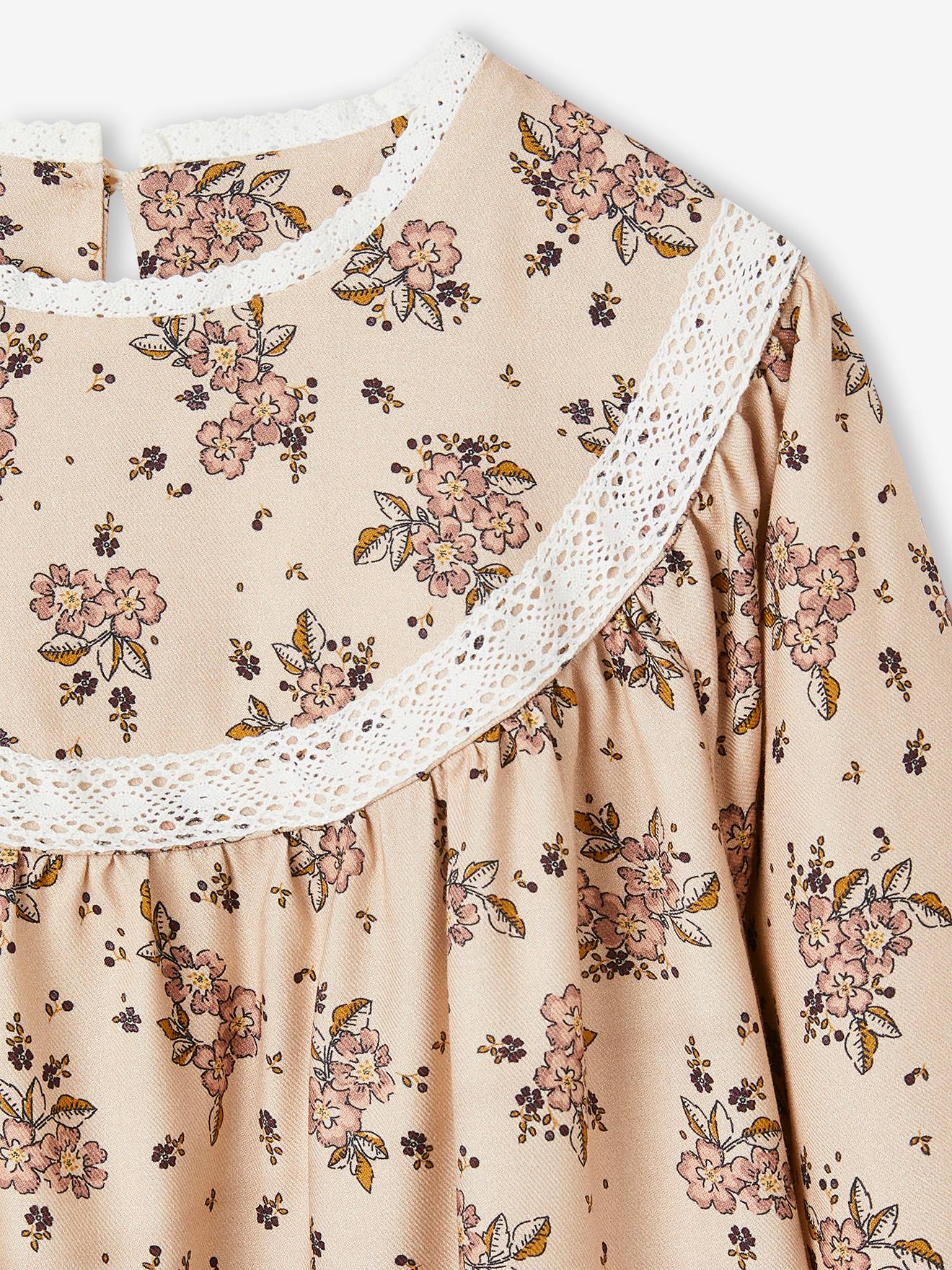 Vestido floral azul escuro para meninas
