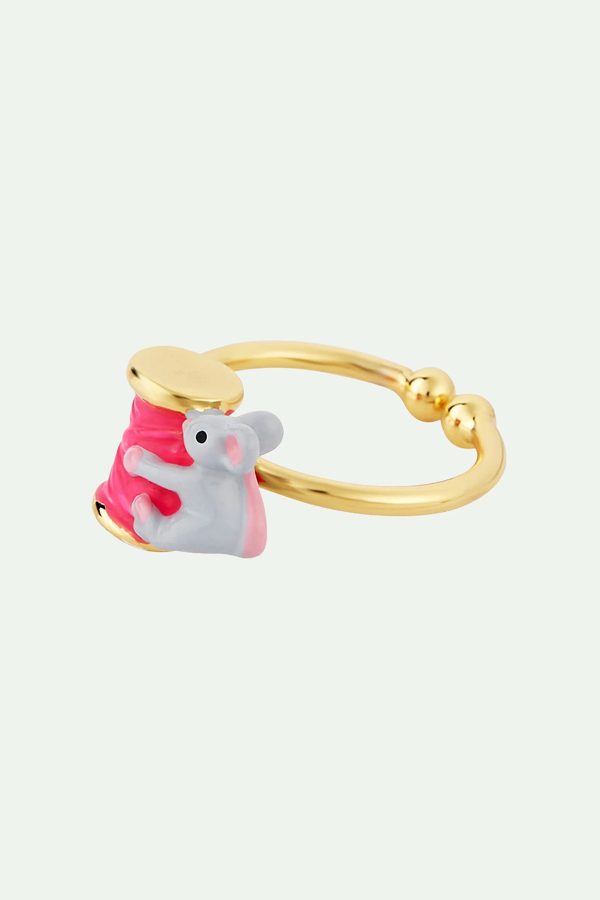 Bague ajustable souris et bobine de fil | Multicolore