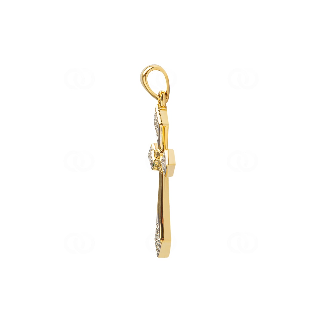 Anhänger 750/18 K Gelbgold Kreuz mit Diamanten 0.05 ct H/si