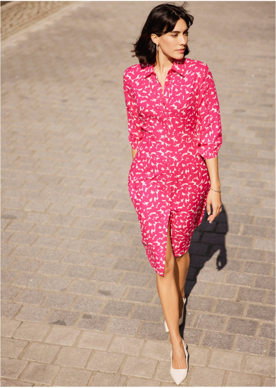 Robe-chemise avec manches 3/4