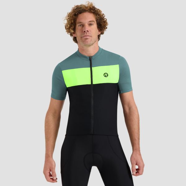 Rogelli Core Block Cykeltrøje, Black/Green/Yellow