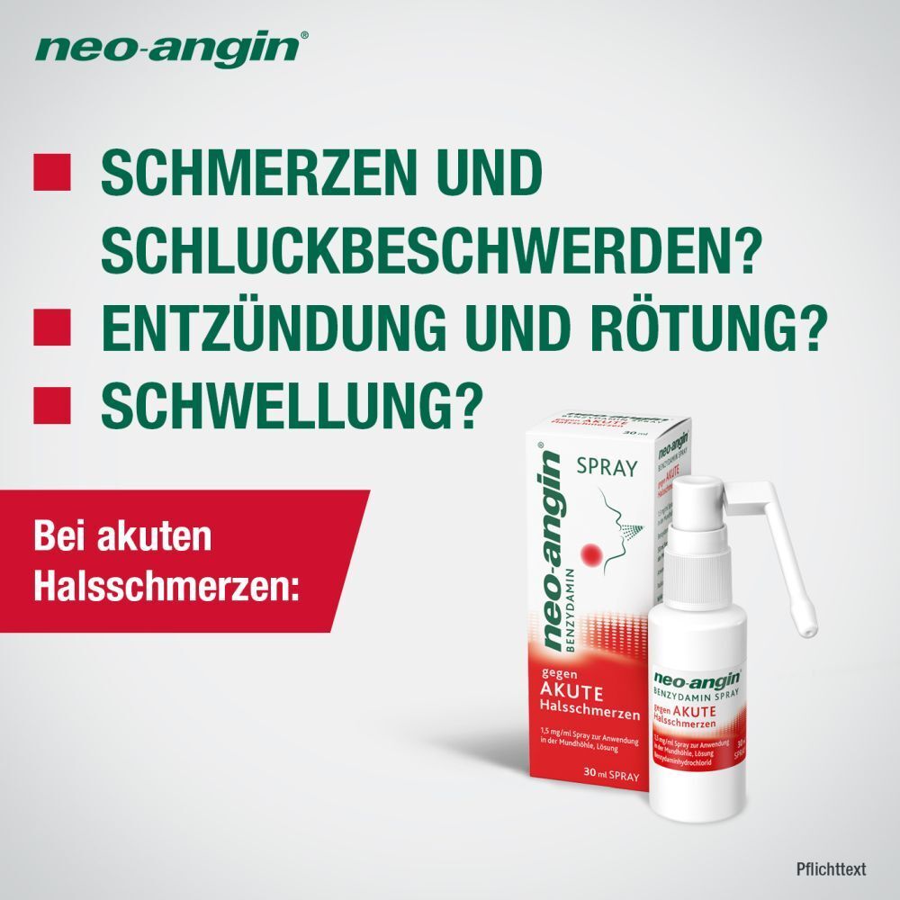 neo-angin Benzydamin Spray gegen akute Halsschmerzen - zuckerfrei