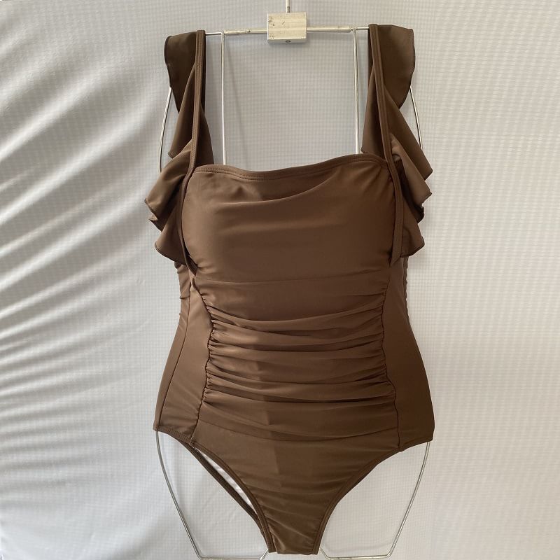 CosmoCorner - Mouwloos badpak met vierkante hals en effen kleur