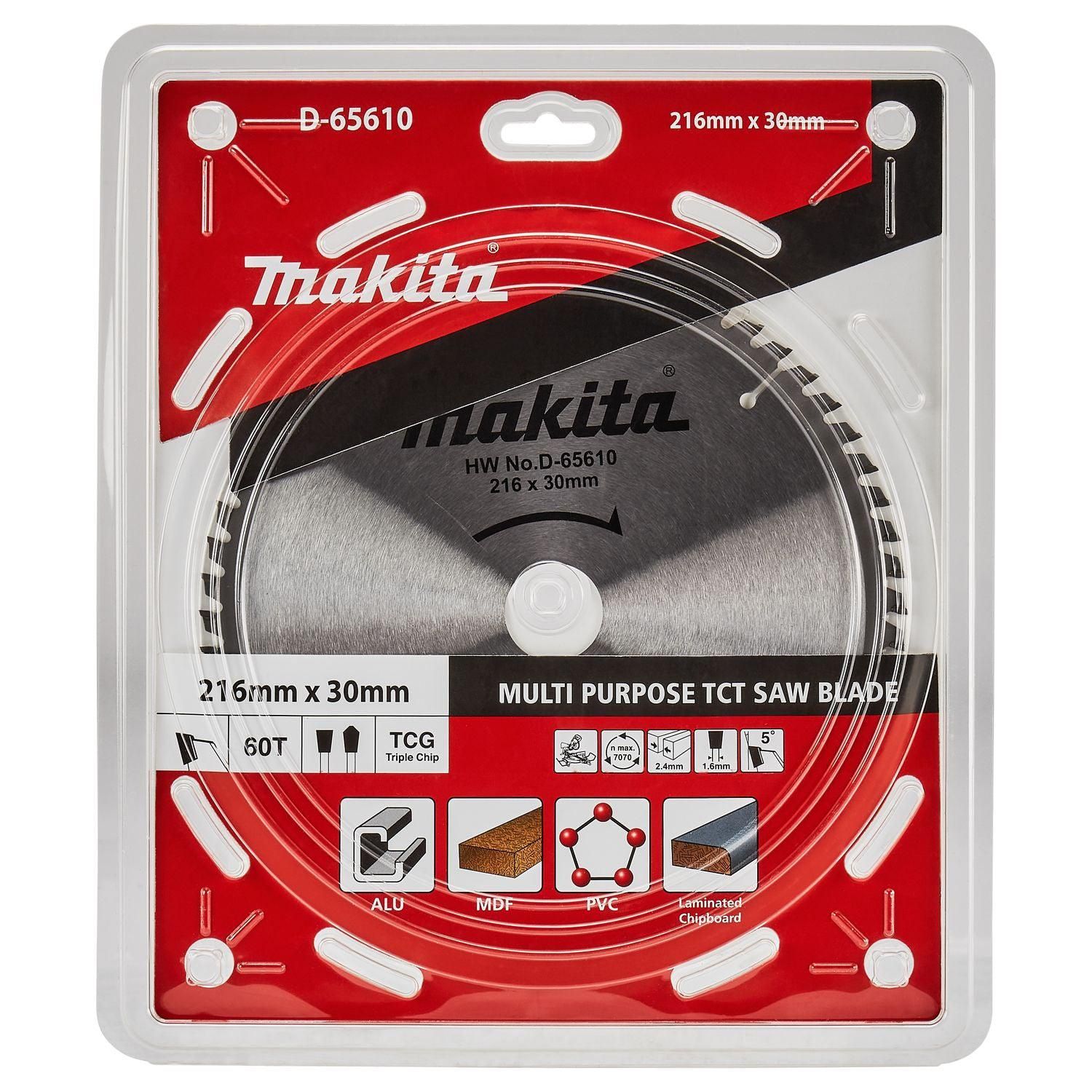 Makita Afkortzaagblad voor Multimaterial | Standaard | Ø 216mm Asgat 30mm 60T - D-65610