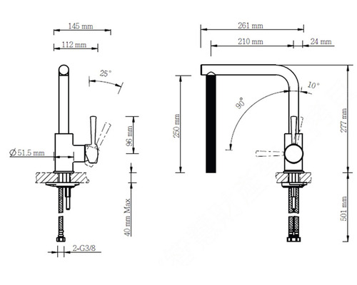 Lenz keukenkraan OLINA zwart mat 46031151