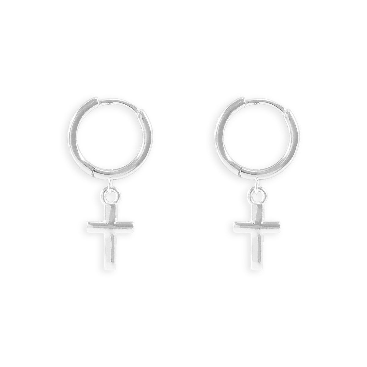 Boucles d'oreilles croix en argent 925 rhodié