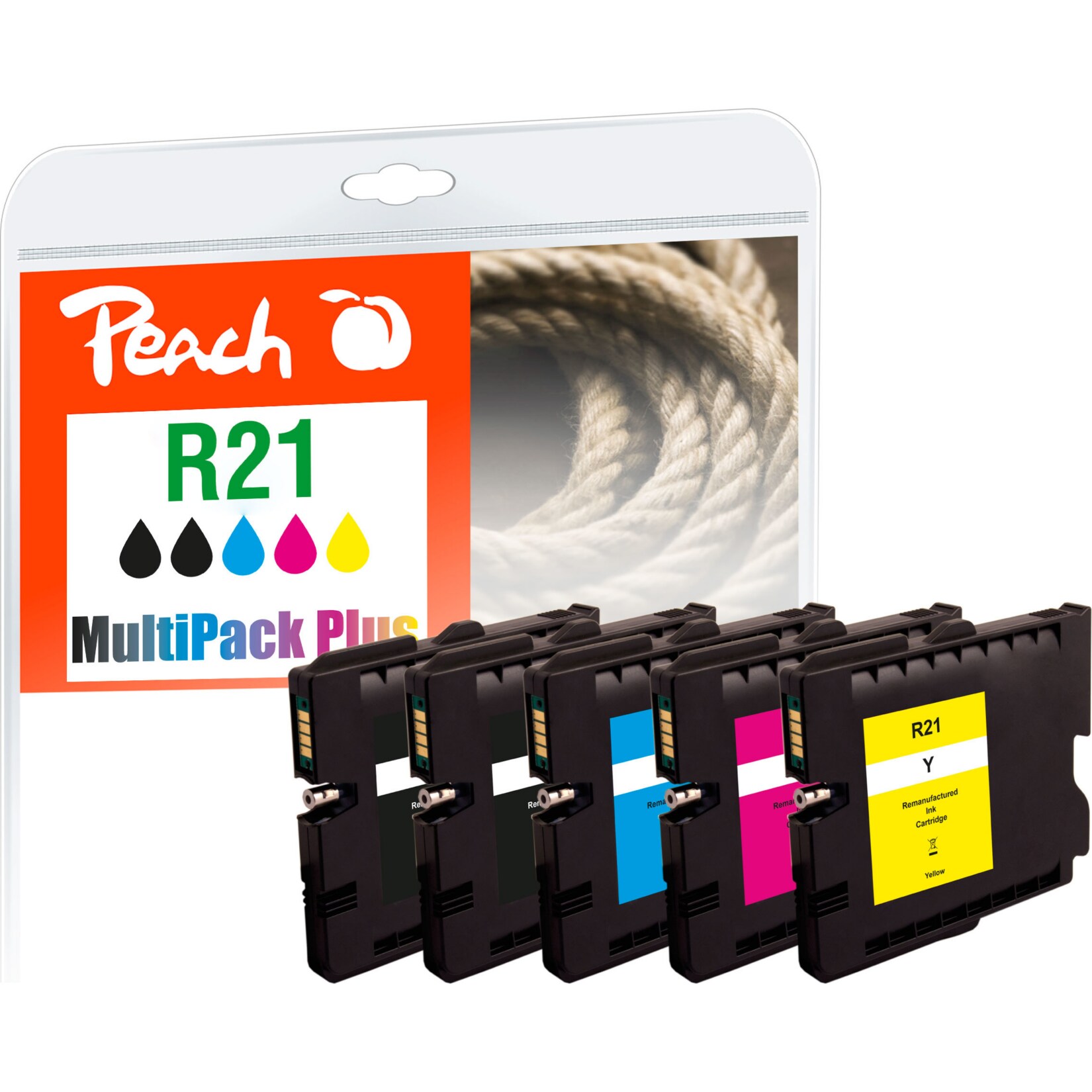 Peach R215 Druckerpatronen (2*bk, c/m/y) ersetzt Ricoh GC21, 405532, 405533, 405534, 405535 für z.B. Ricoh Aficio GX 2500, Ricoh Aficio GX 3000 (wiederaufbereitet)
