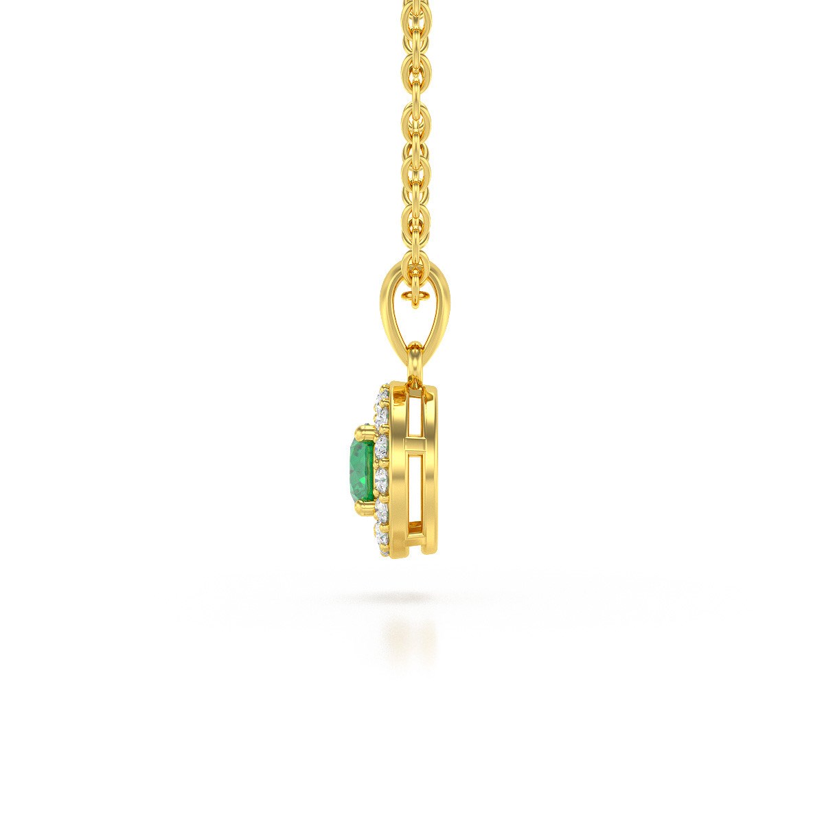 Collier Pendentif ADEN Or 585 Jaune Emeraude et Diamants Chaine Or 585 incluse 0.56grs