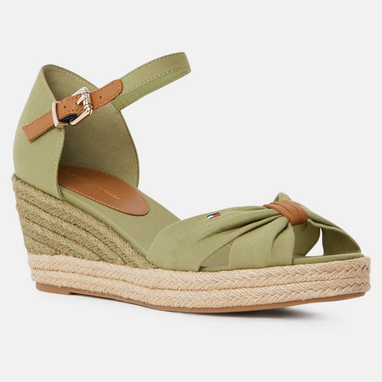 Tommy Hilfiger Sandales compensées Basic Opened Toe kaki - Talon 6.5 cm