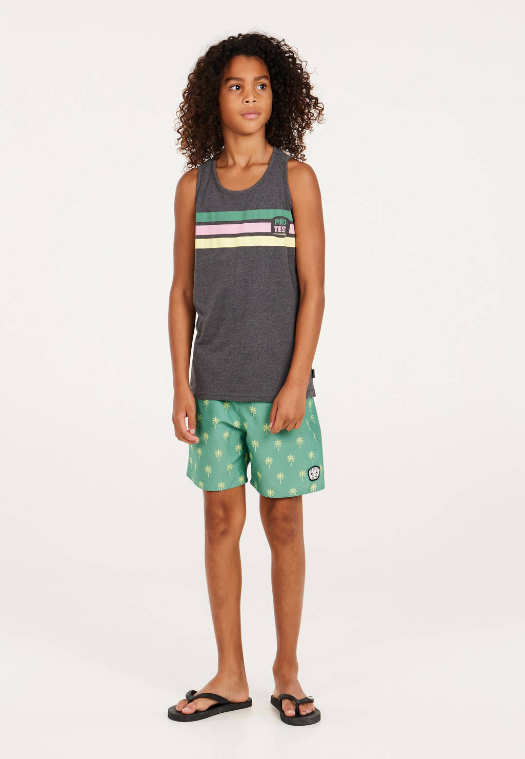 Protest gestreepte singlet grijs