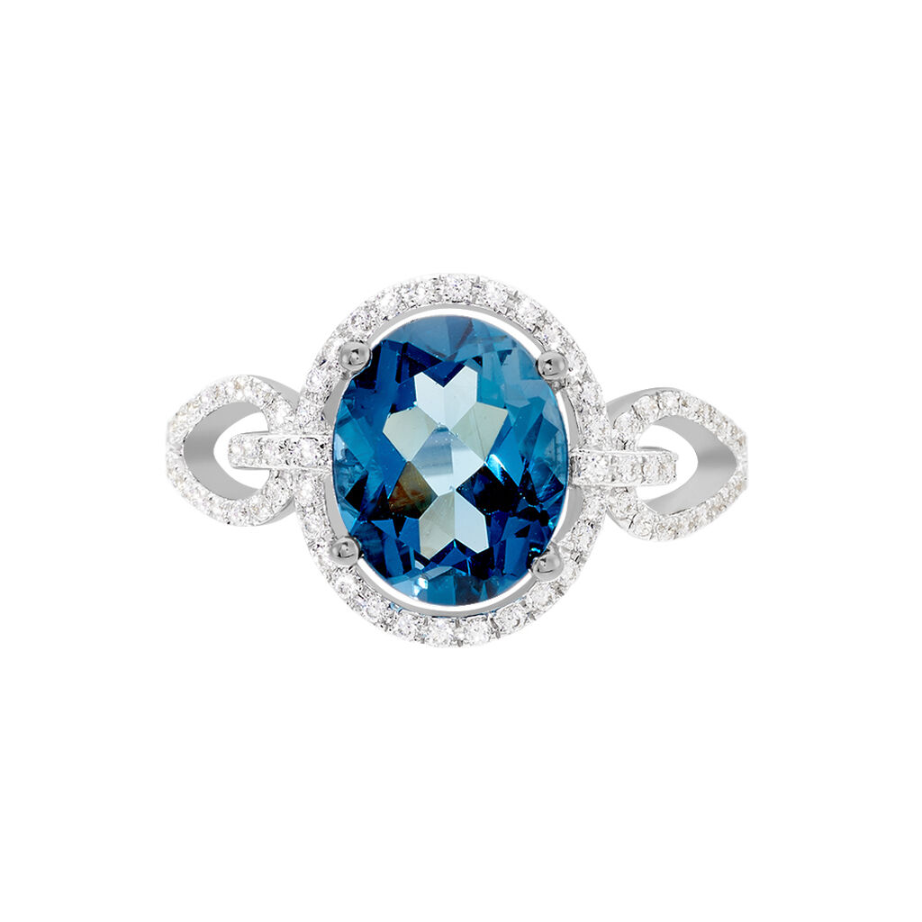 Bague Ayanna Or Blanc Topaze Et Oxyde De Zirconium