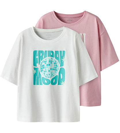 Name It T-Shirt - 2er-Pack - NkfVeen - Cameo Pink/Bright White