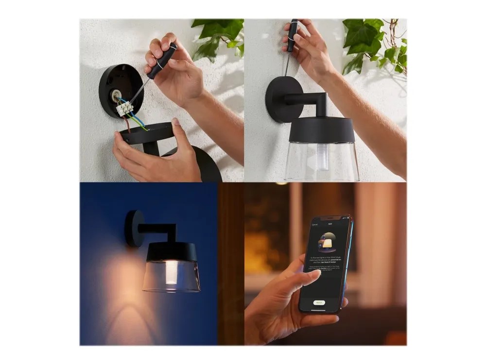 Philips Hue White and Color Ambiance Attract - Væglampe - LED - 8 W (tilsvarende 49 W) - 16 millioner farver - 2000-6500 K - sort
