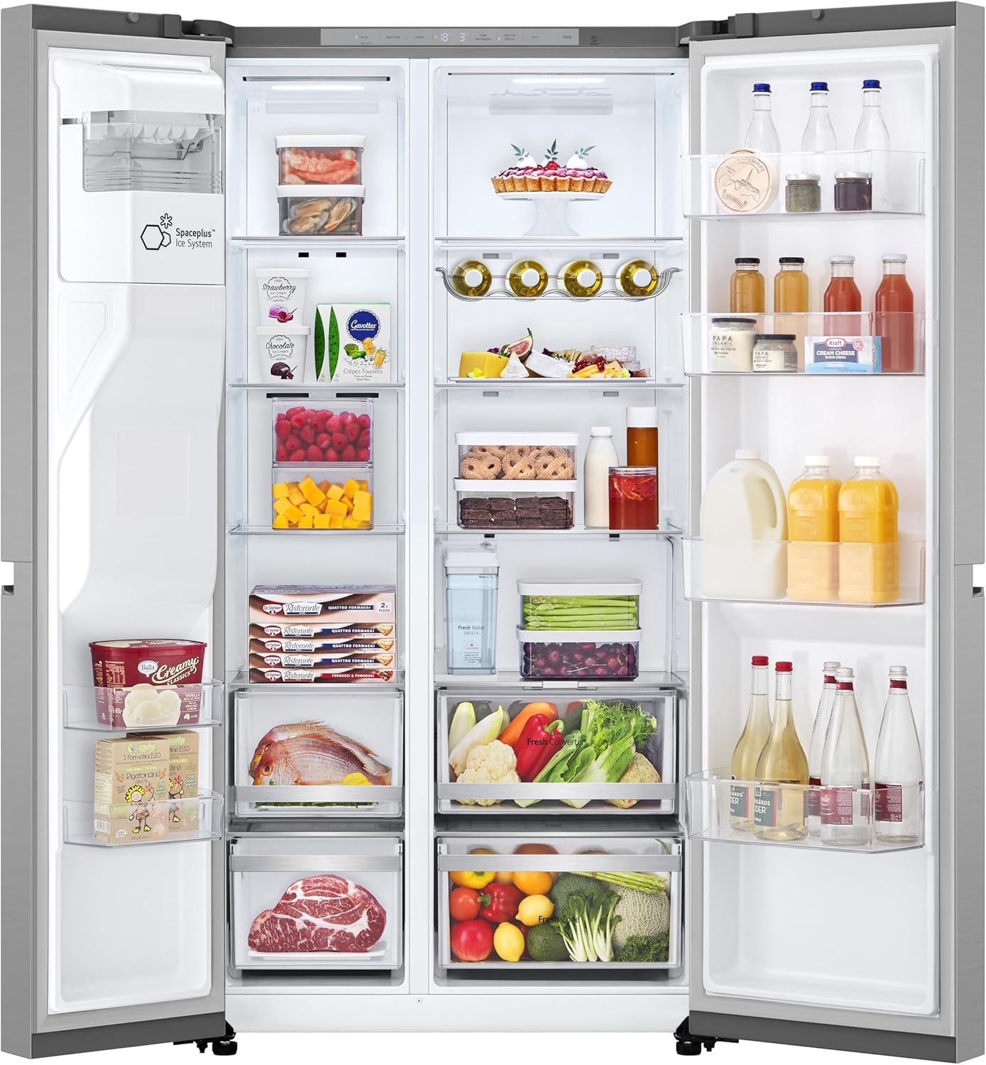 LG GSLE81PYBD, Side-by-Side Kühlschrank mit Eis-, Crushed Ice- & Wasserspender, 628 L, interner Wassertank, UVnano, DoorCooling+, LINEARCooling, Wi-Fi, Prime Silver [Energieklasse D]