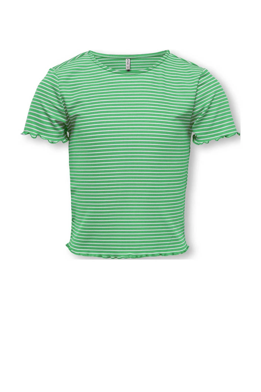 ONLY gestreept ribgebreid T-shirt KOGWILMA LIFE frisgroen/wit