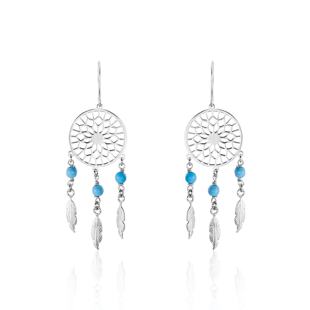 Boucles D'oreilles Pendantes Anoki Argent Blanc