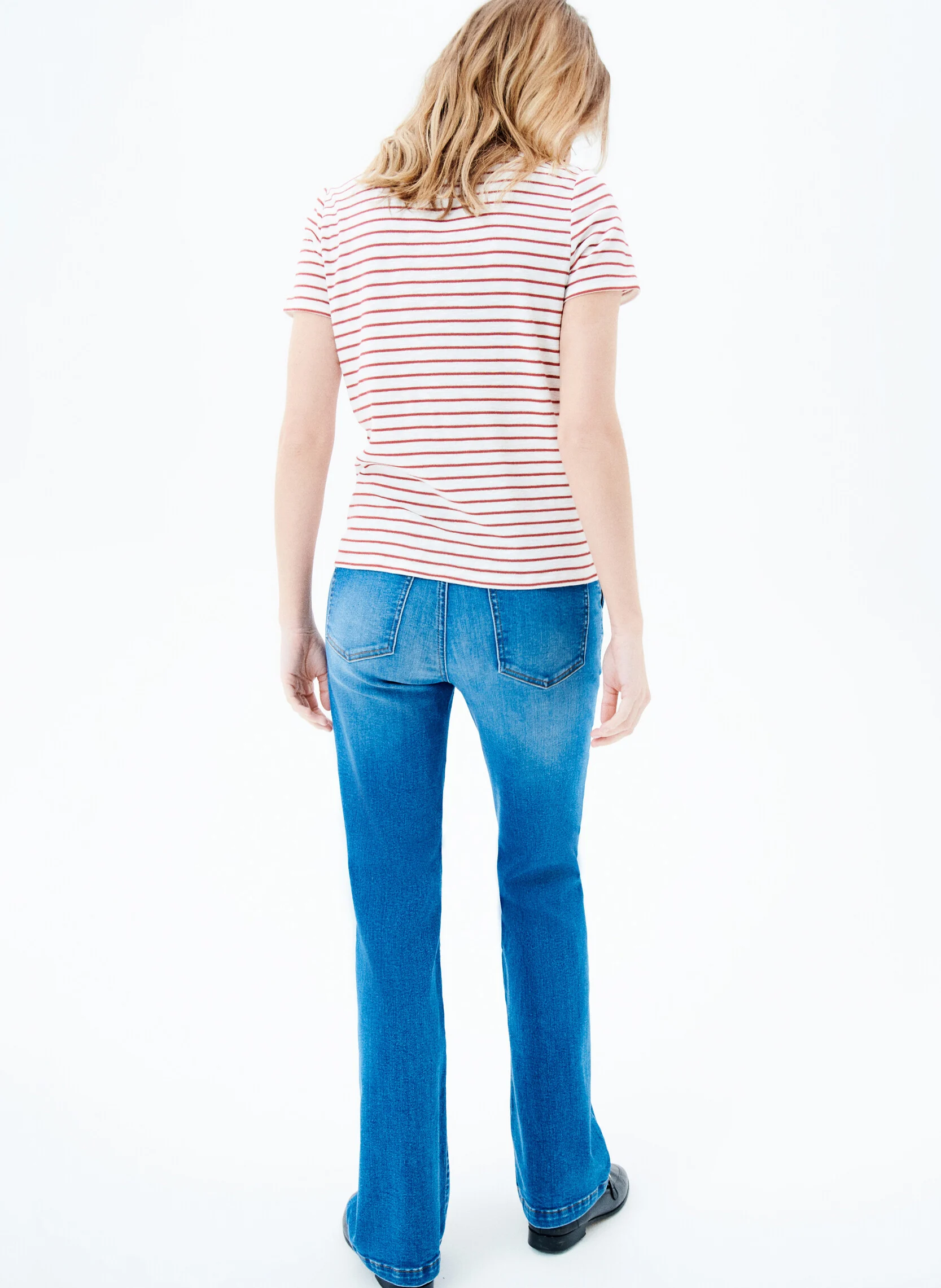 TPENNY - Tee-shirt col rond rayé en coton mélangé | Rouge