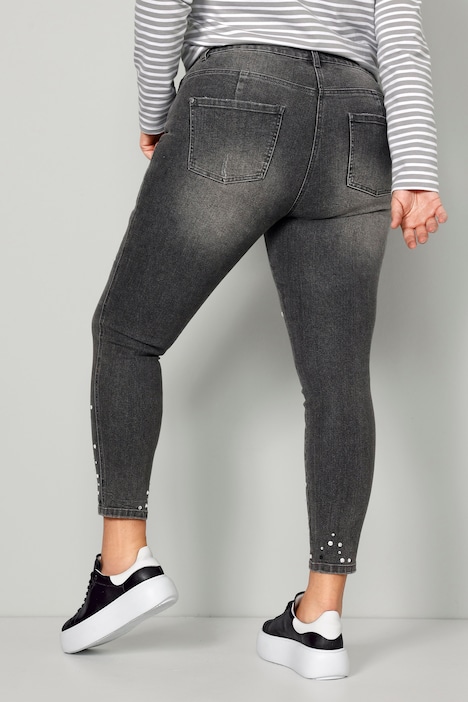 7/8-Jeans, Komfort Fit, Strassteinchen am Saum, 5-Pocket