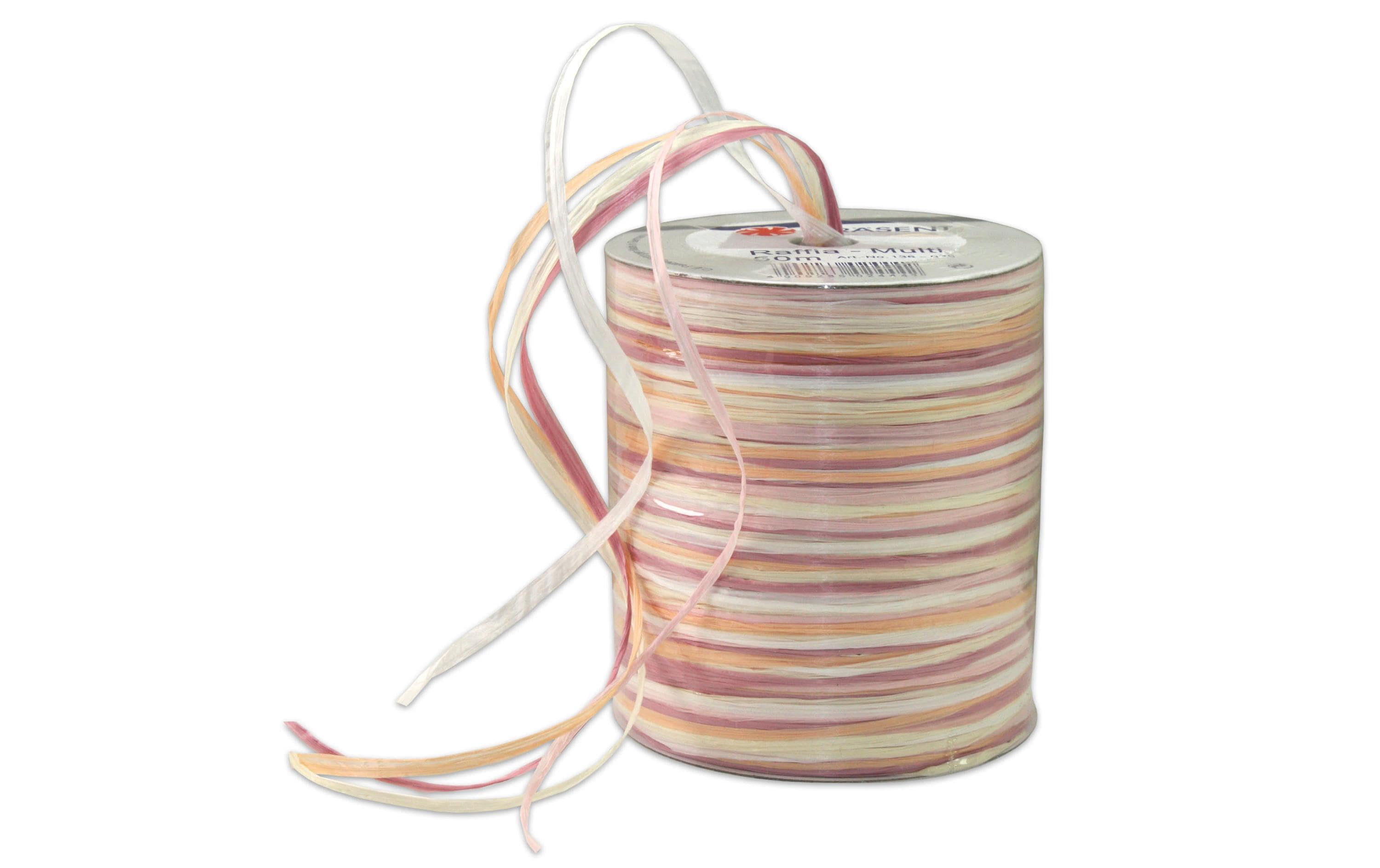 Geschenkband Raffia Multi 50 m, Creme/Weiss/RosaBand für Geschenke
