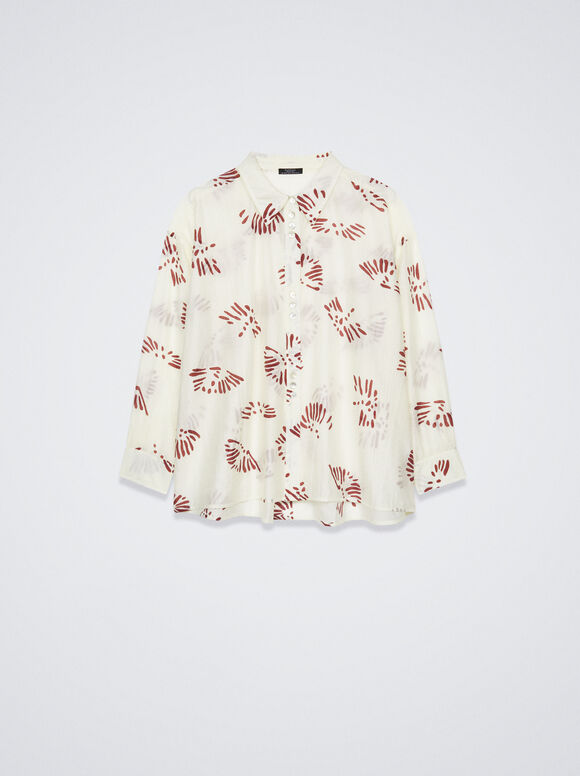 Camisa de liocel estampada - Branco-sujo