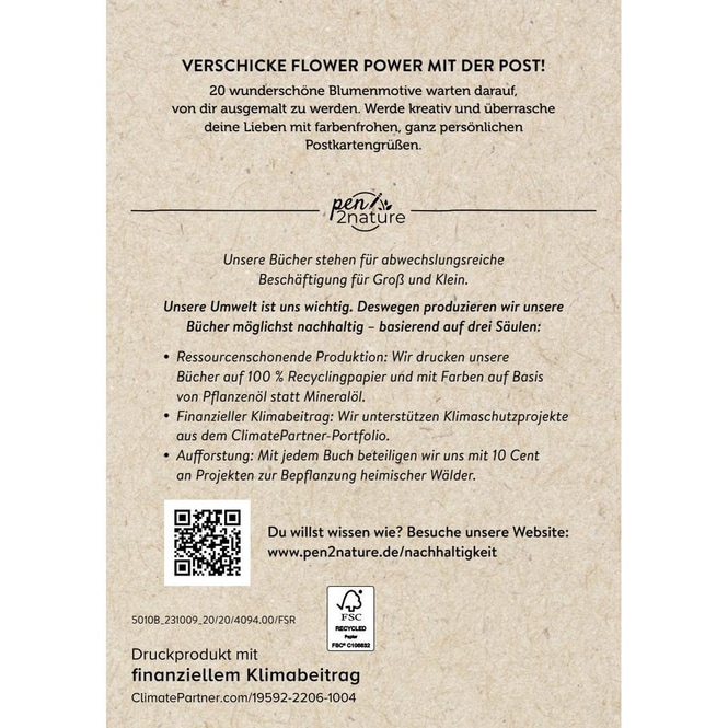 Ausmal-Postkarten - Blütenzauber - 20 Karten