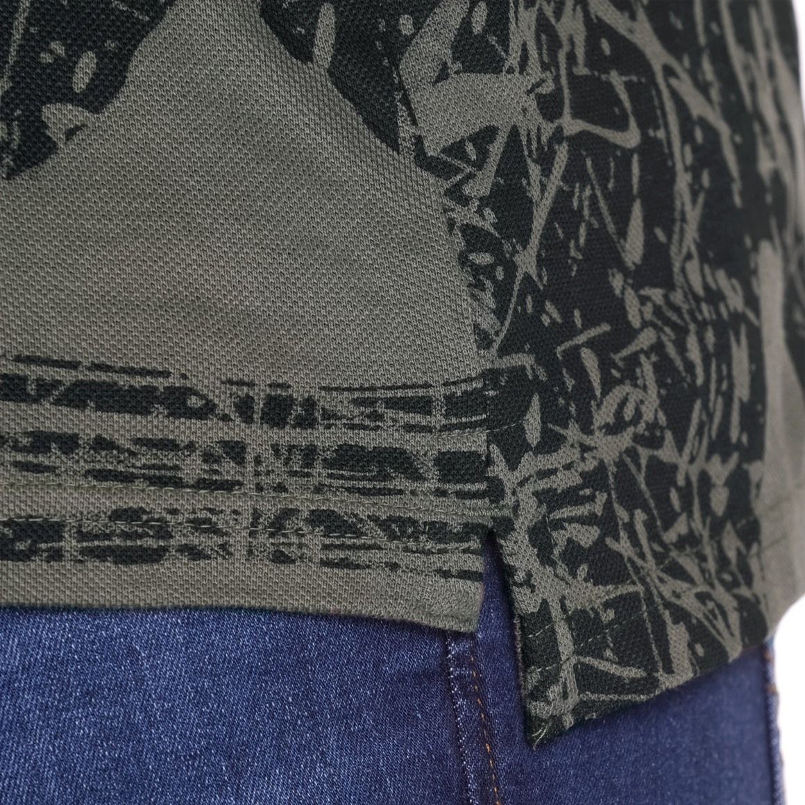 VanVaan Herren Poloshirt mit Allover-Muster oliv / grün