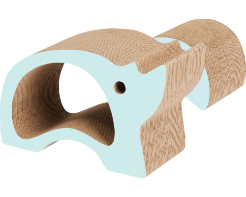 Catit Zoo Scratcher krabplank, neushoorn, 2-in-1, geribbelde krabplank in diervorm, ca. 46 x 22 x 29 cm, mint, bruin karton