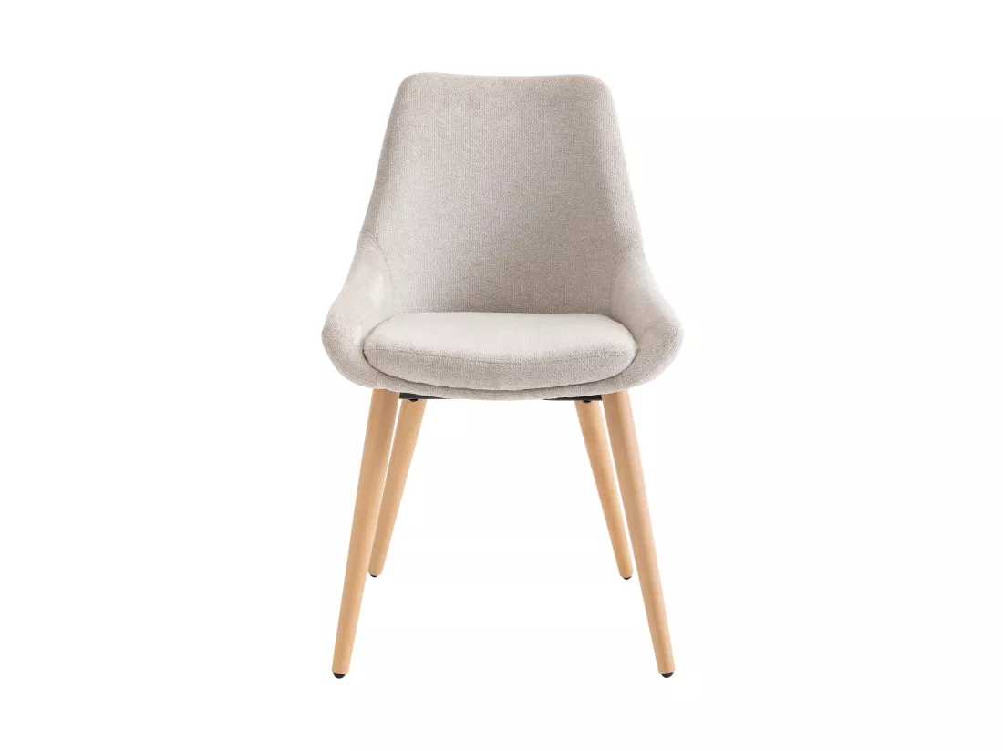 Lot de 6 chaises en tissu et hêtre - Beige - MASURIE