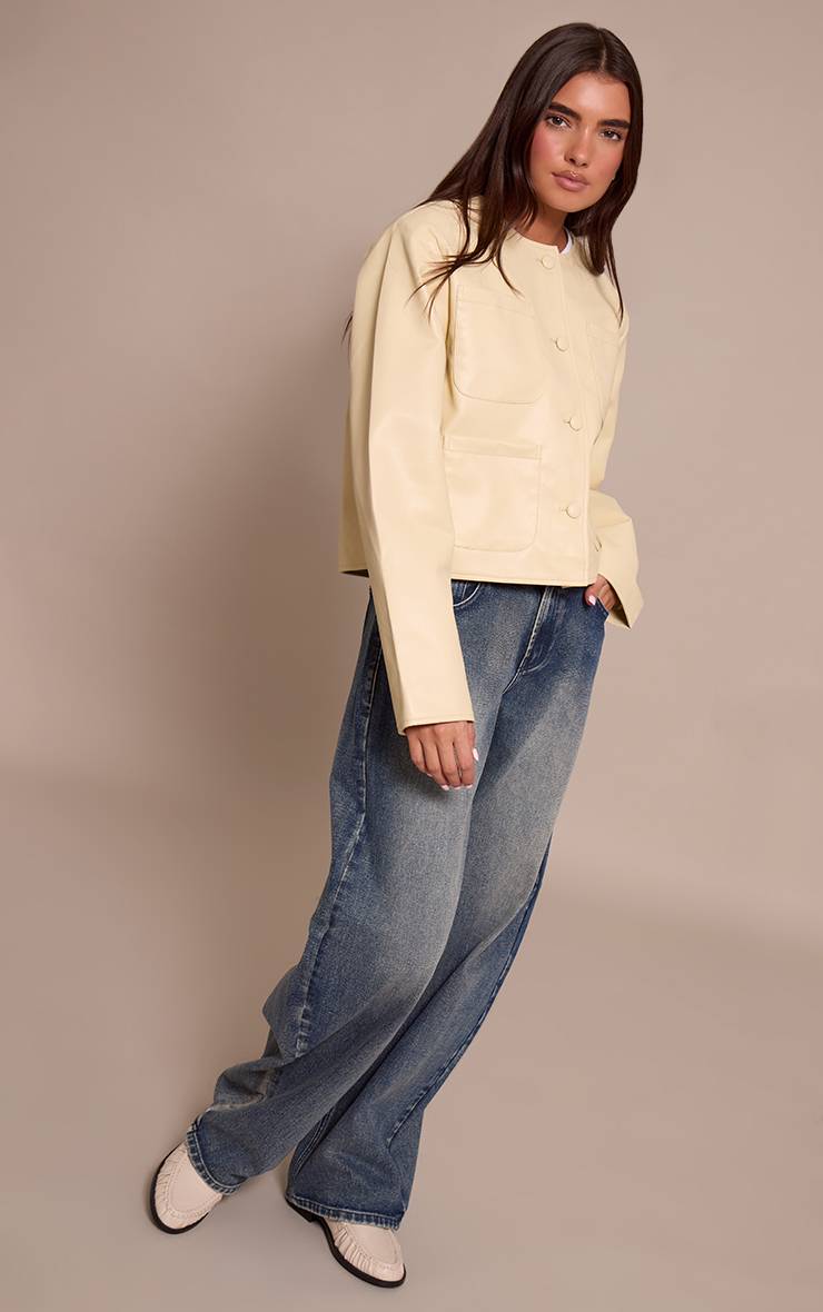 Butter Cream Veste En Synthétiquecuir Crème Avec Détails De Poches